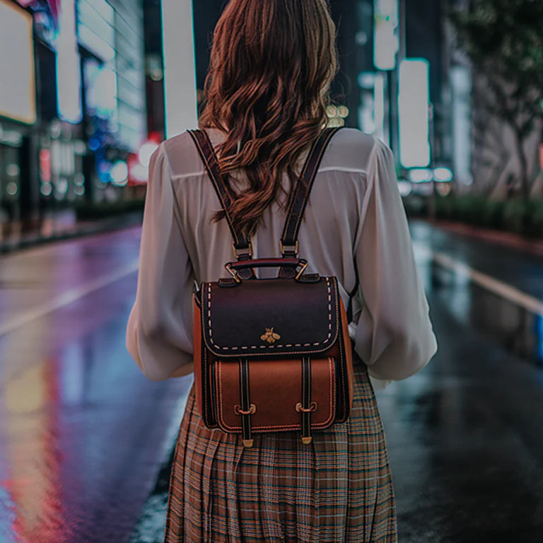 Little Bee Retro Leather Backpack