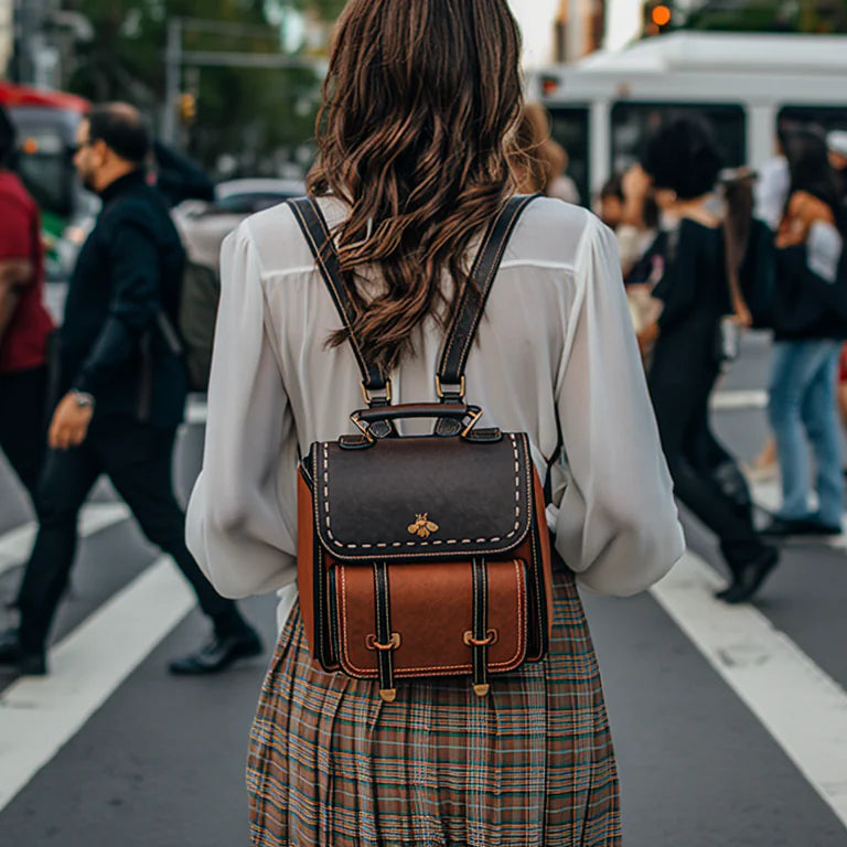 Little Bee Retro Leather Backpack