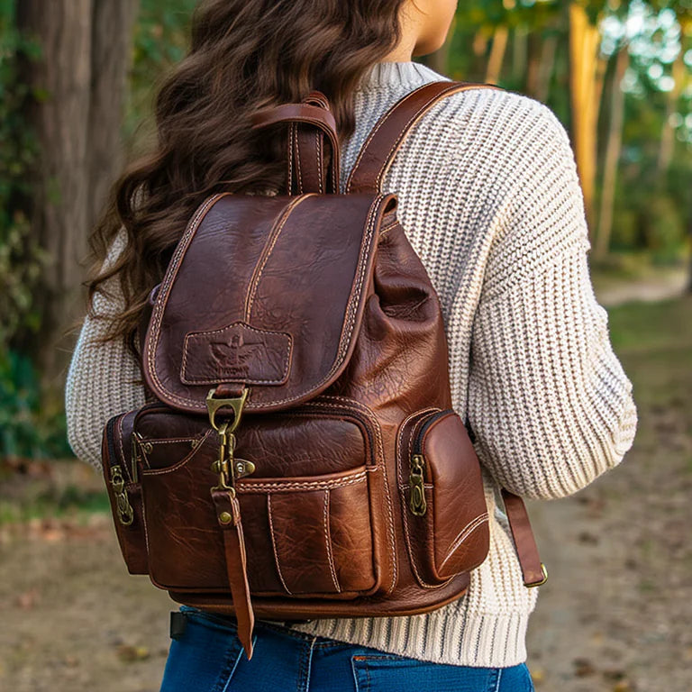 Vegan Faux Leather Backpack For Women