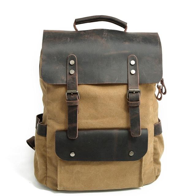 Azodulla Unisex Vintage Backpack | High-Quality Canvas & Cow Leather, Stylish Design