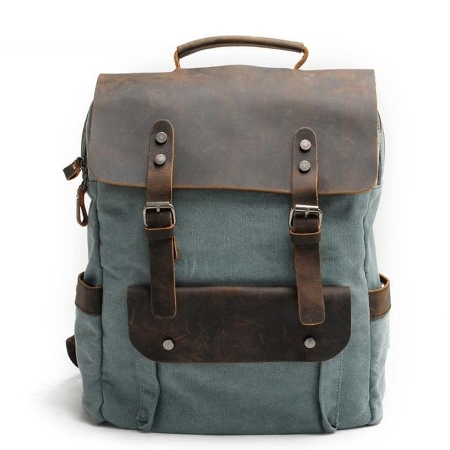 Azodulla Unisex Vintage Backpack | High-Quality Canvas & Cow Leather, Stylish Design