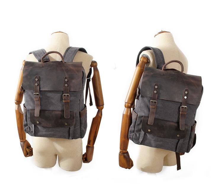 Azodulla Unisex Vintage Backpack | High-Quality Canvas & Cow Leather, Stylish Design