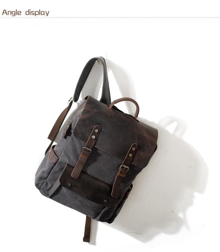 Azodulla Unisex Vintage Backpack | High-Quality Canvas & Cow Leather, Stylish Design