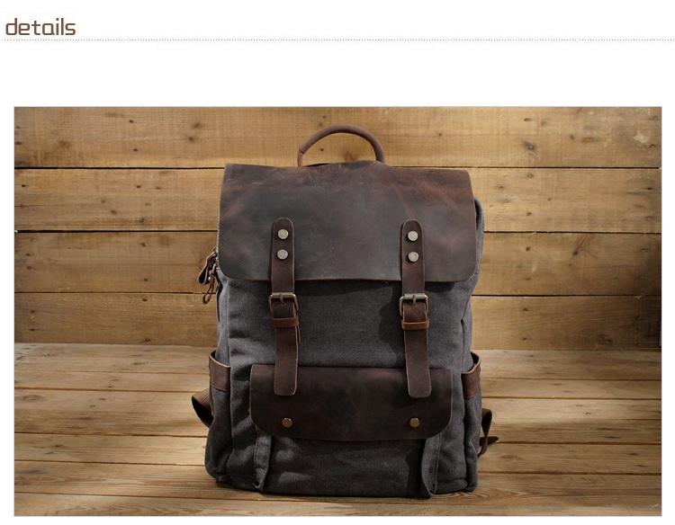 Azodulla Unisex Vintage Backpack | High-Quality Canvas & Cow Leather, Stylish Design