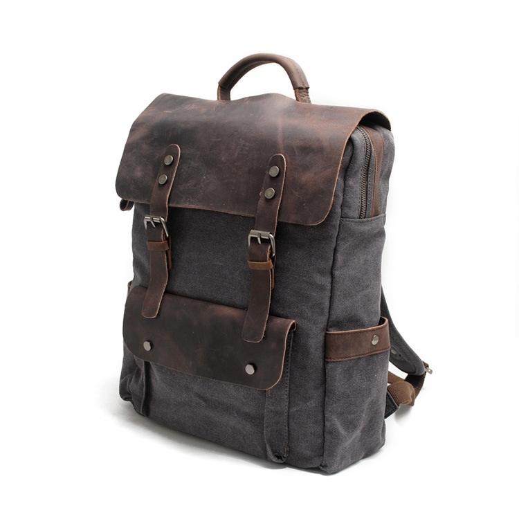 Azodulla Unisex Vintage Backpack | High-Quality Canvas & Cow Leather, Stylish Design