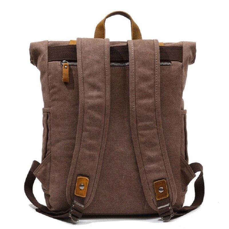Cobalt Vintage Rucksack | Canvas with Leather Accents, Stylish Roll-Top Design