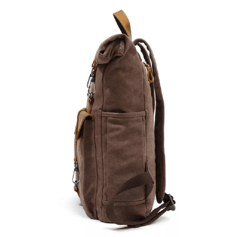 Cobalt Vintage Rucksack | Canvas with Leather Accents, Stylish Roll-Top Design