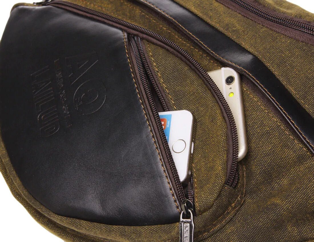Cora Unisex Backpack | Canvas & Faux Leather, Coffee Color