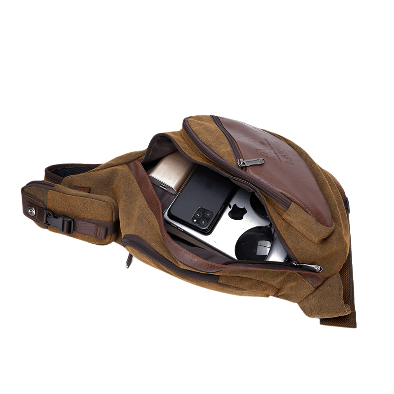 Cora Unisex Backpack | Canvas & Faux Leather, Coffee Color