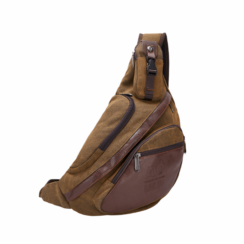 Cora Unisex Backpack | Canvas & Faux Leather, Coffee Color
