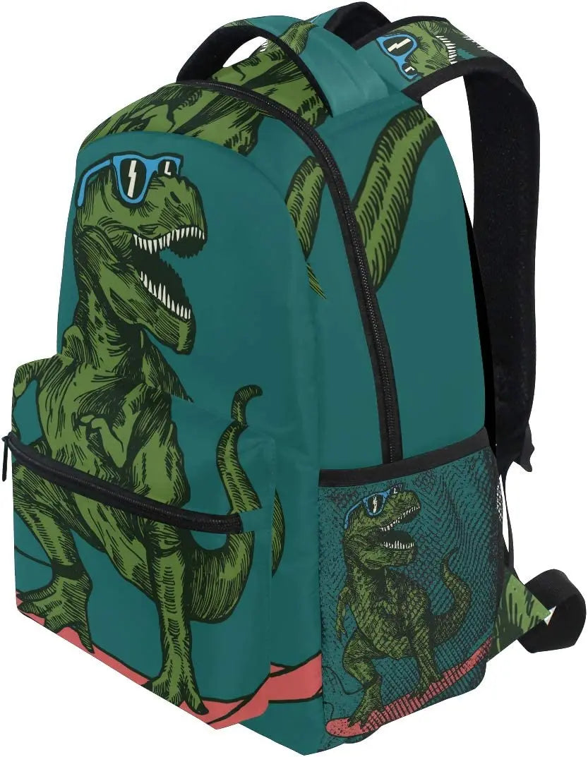 Dinosaur Skateboard School Backpack for Boys