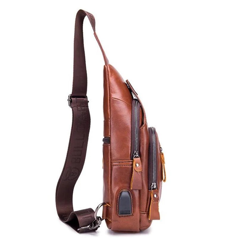 Genuine Leather Crossbody Bag with USB Charging Port – Black Crossbody Bag for Women and Men, Stylish and Functional for Daily Use 3