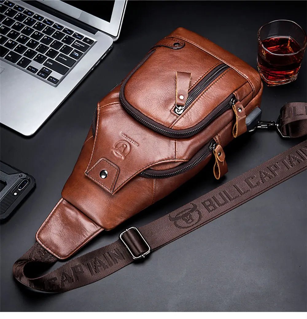 Genuine Leather Crossbody Bag with USB Charging Port – Black Crossbody Bag for Women and Men, Stylish and Functional for Daily Use 5