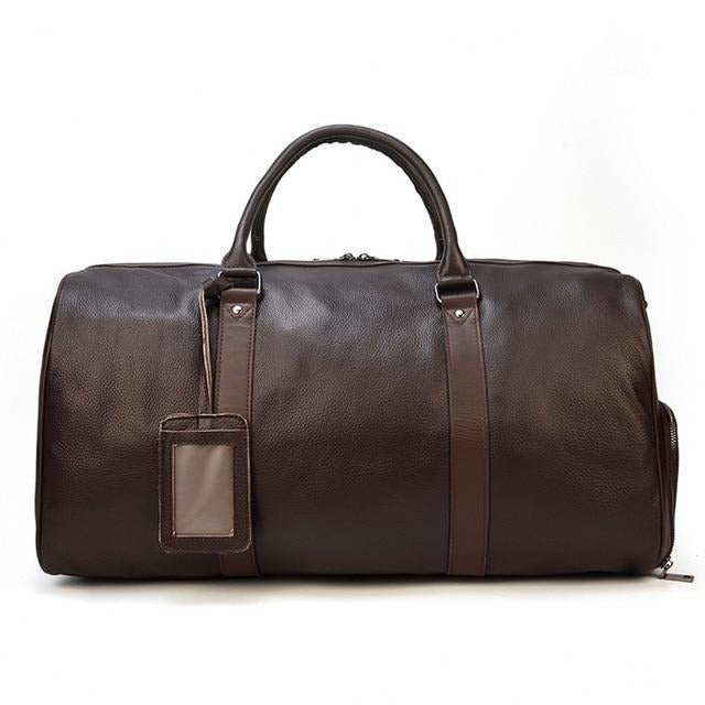 Genuine Leather Travel Bag | Luxurious Weekend Luggage with Shoulder Strap