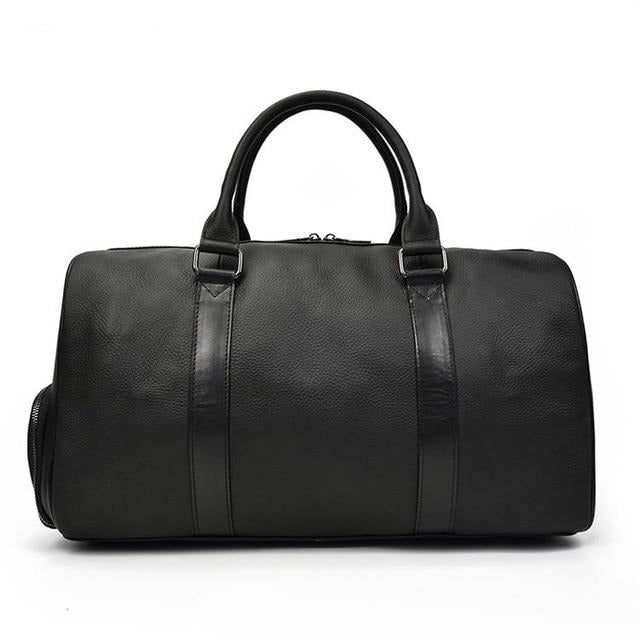 Genuine Leather Travel Bag | Luxurious Weekend Luggage with Shoulder Strap