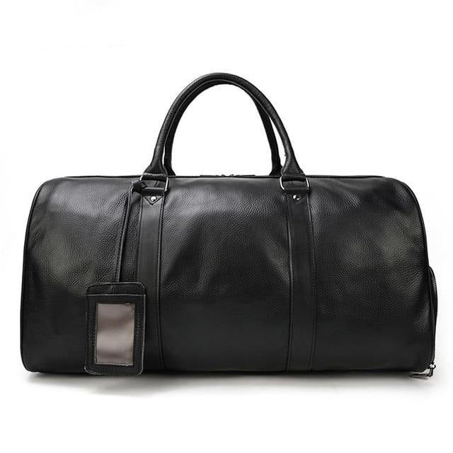 Genuine Leather Travel Bag | Luxurious Weekend Luggage with Shoulder Strap