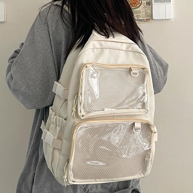 Juno Girls' Japanese Bag | Transparent PVC Backpack, Large Capacity
