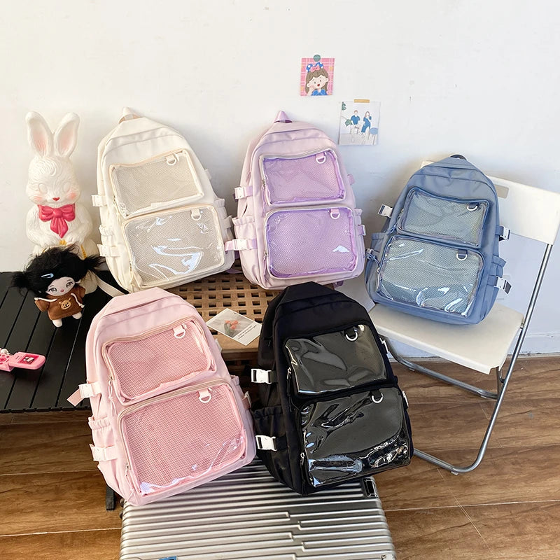 Juno Girls' Japanese Bag | Transparent PVC Backpack, Large Capacity