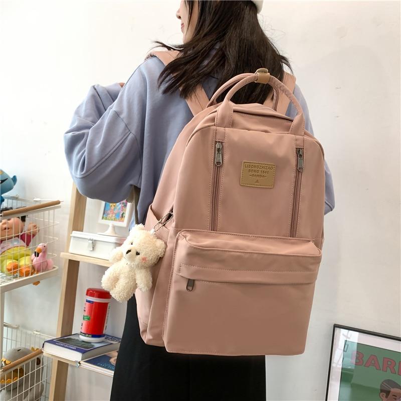 K-Pop Girls' Backpack | Multifunctional Design, Cute Teddy Bear Pendant