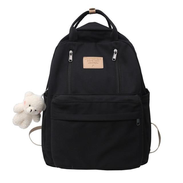 K-Pop Girls' Backpack | Multifunctional Design, Cute Teddy Bear Pendant