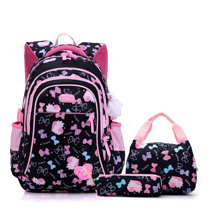 Kawaii 3-Piece Pink Waterproof School Laptop Backpack