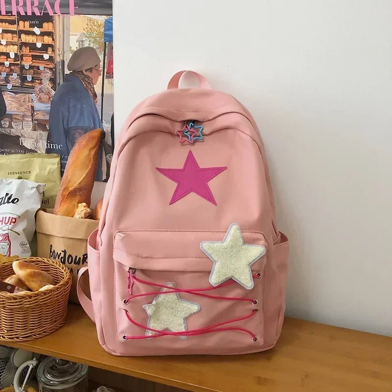 Kira Y2K Star Backpack | Durable Canvas, Trendy Colors