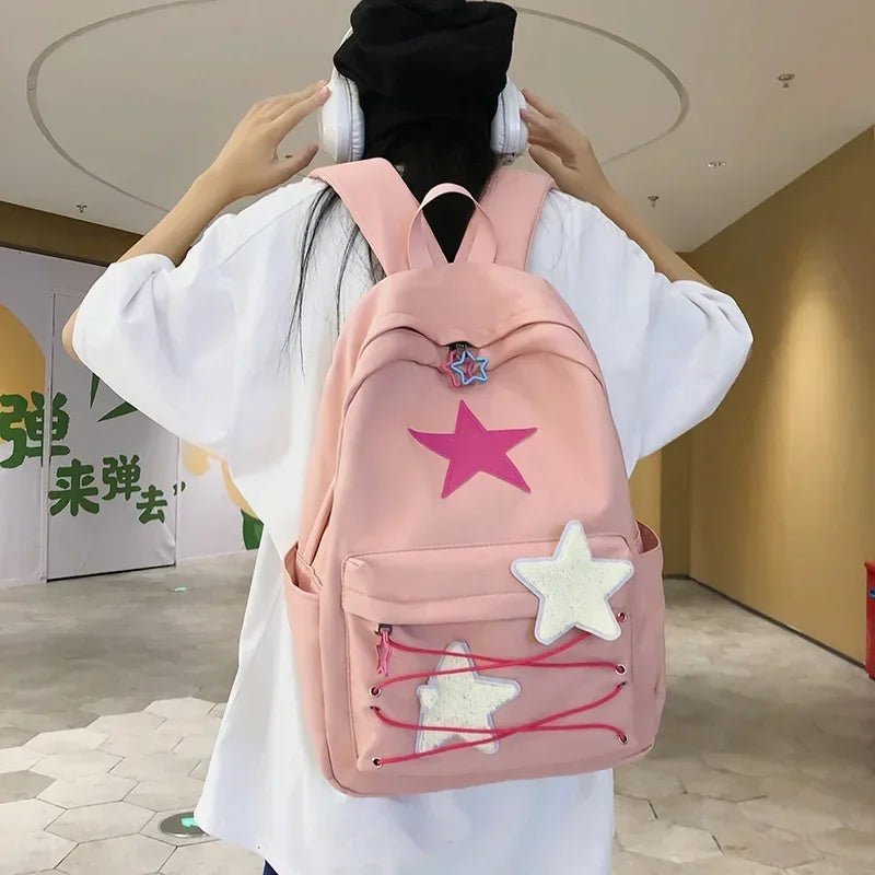 Kira Y2K Star Backpack | Durable Canvas, Trendy Colors