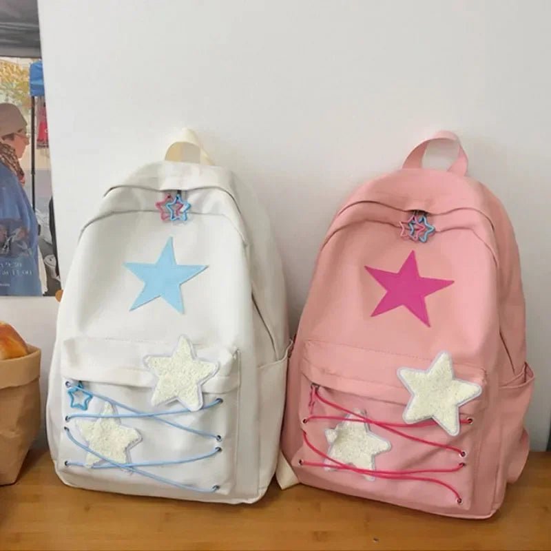 Kira Y2K Star Backpack | Durable Canvas, Trendy Colors