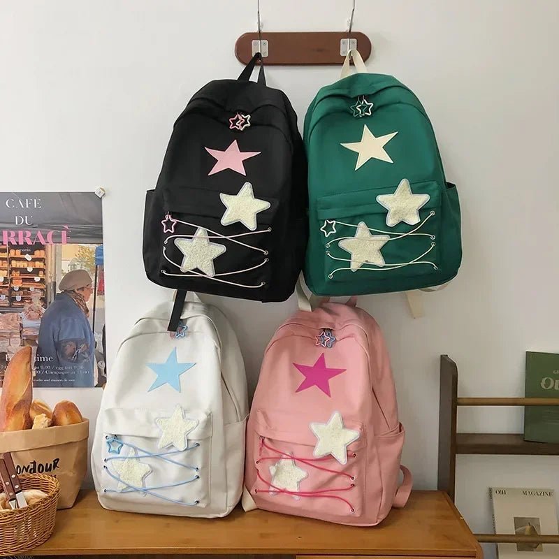 Kira Y2K Star Backpack | Durable Canvas, Trendy Colors