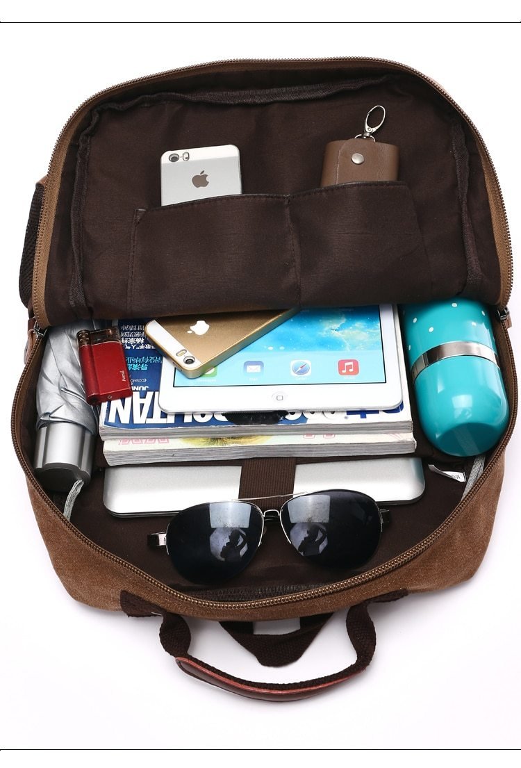 Luma Men's Laptop Backpack | Vintage Canvas, 8 Compartments