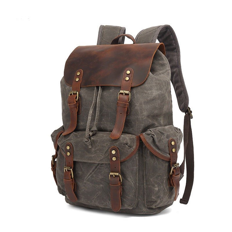 Luna Leather Backpack | Vintage Canvas Travel Rucksack, Water-Resistant
