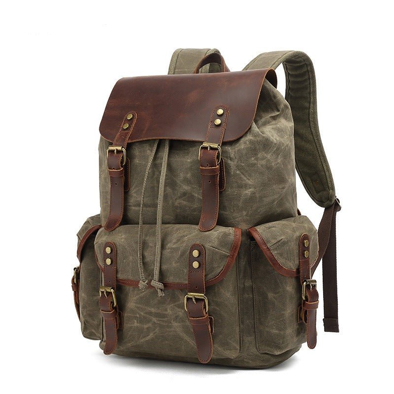 Luna Leather Backpack | Vintage Canvas Travel Rucksack, Water-Resistant