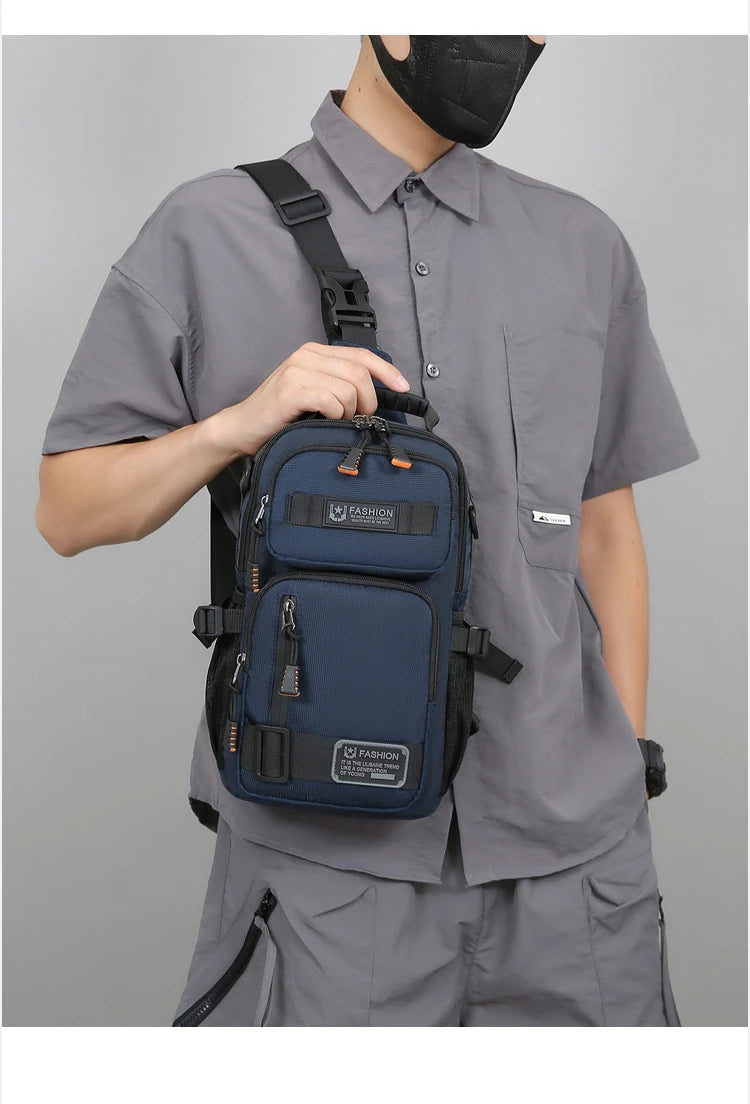 Orion Men's Black Crossbody Bag | Durable Oxford Fabric, Multi-Pocket Design