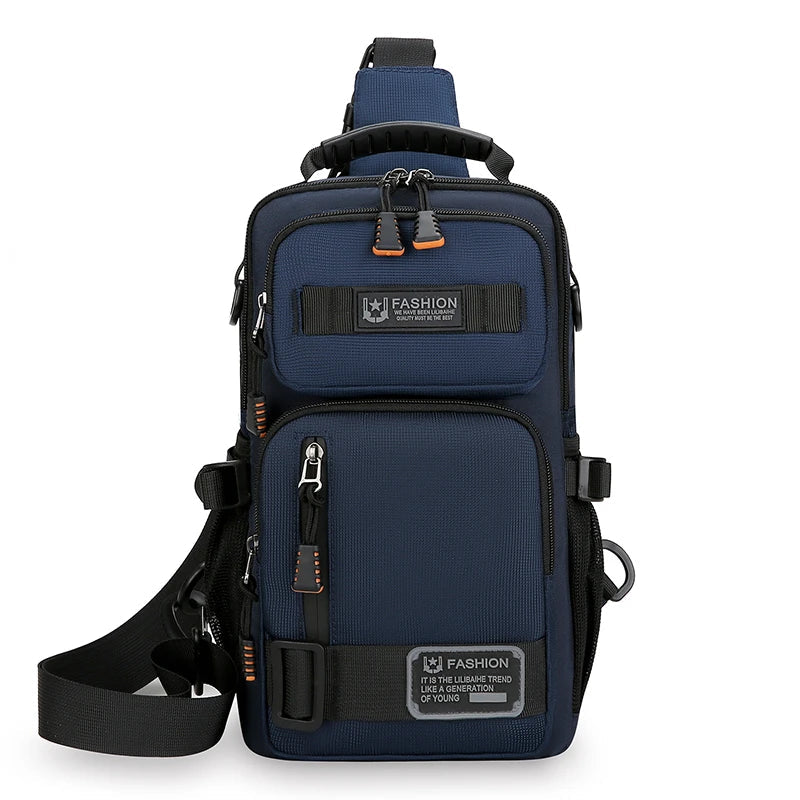 Orion Men's Black Crossbody Bag | Durable Oxford Fabric, Multi-Pocket Design