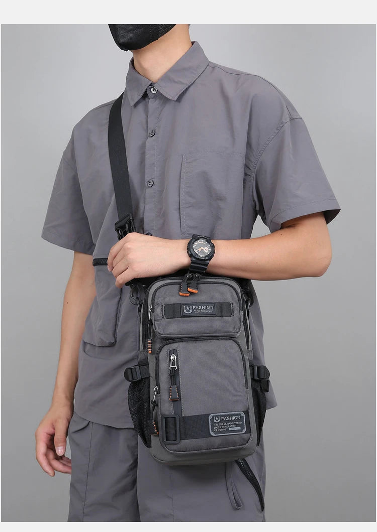 Orion Men's Black Crossbody Bag | Durable Oxford Fabric, Multi-Pocket Design