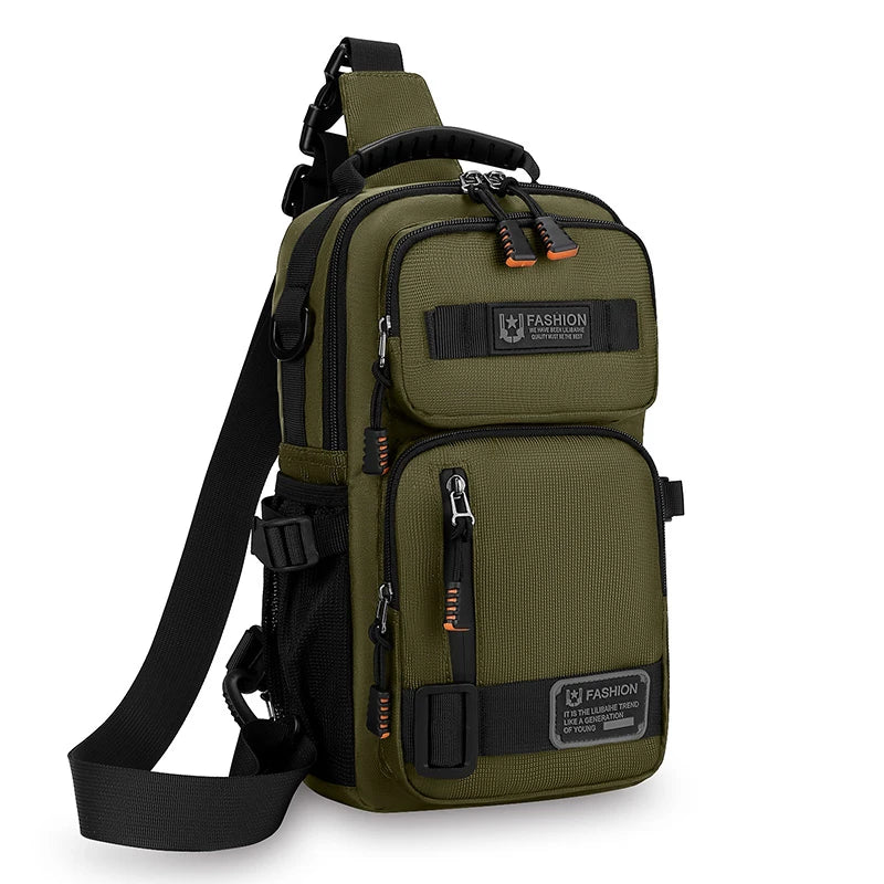 Orion Men's Black Crossbody Bag | Durable Oxford Fabric, Multi-Pocket Design