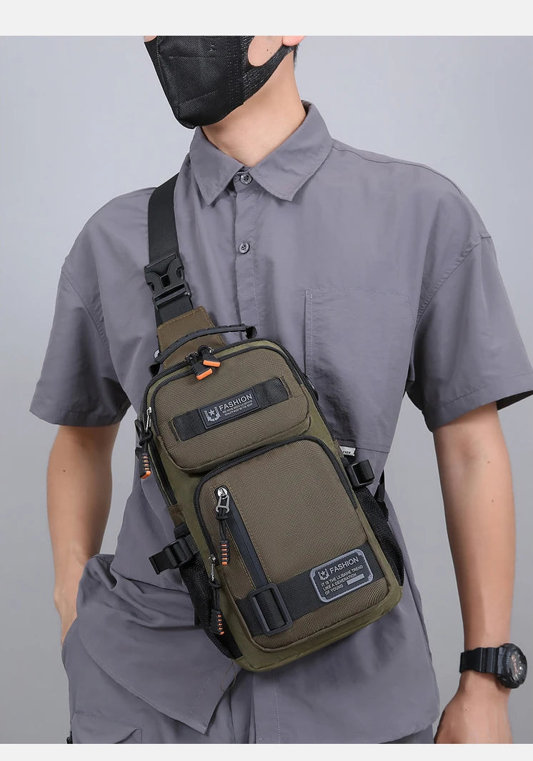 Orion Men's Black Crossbody Bag | Durable Oxford Fabric, Multi-Pocket Design