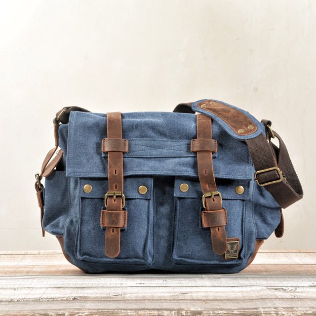 Rugged Messenger Bag | Canvas with Leather Accents, Compact Design