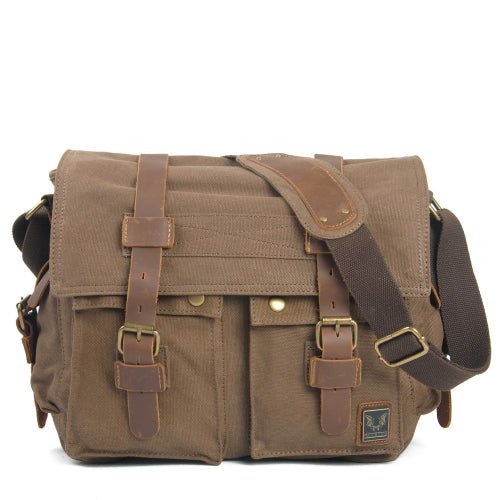 Rugged Messenger Bag | Canvas with Leather Accents, Compact Design
