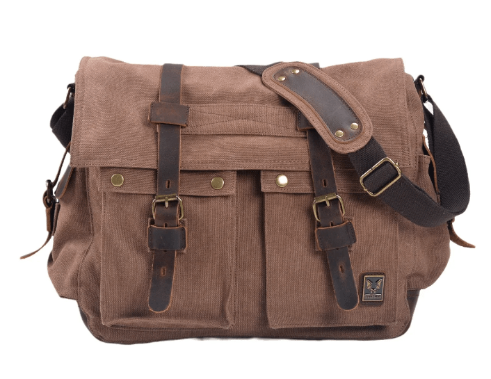 Rugged Messenger Bag | Canvas with Leather Accents, Compact Design