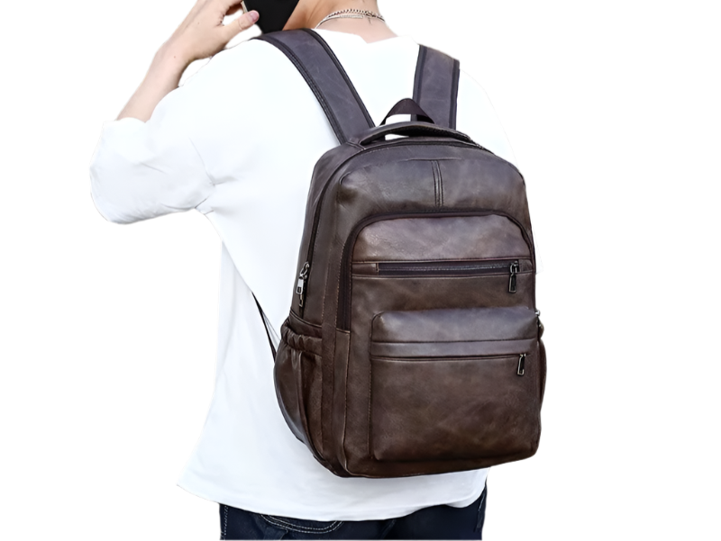 Marchello Vintage Leather Waterproof Laptop Backpack for Men