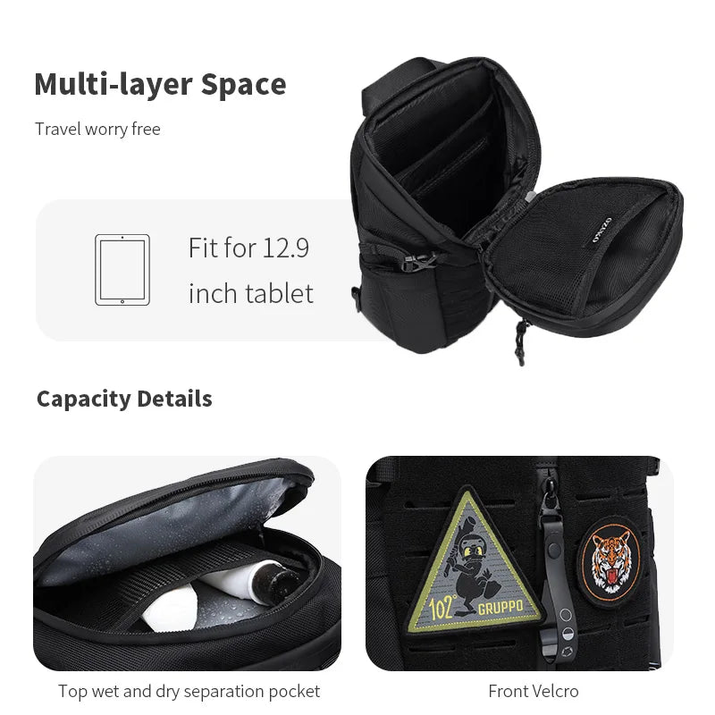 Sleek Men's Sling Bag | Waterproof, Anti-Theft Design for Travel