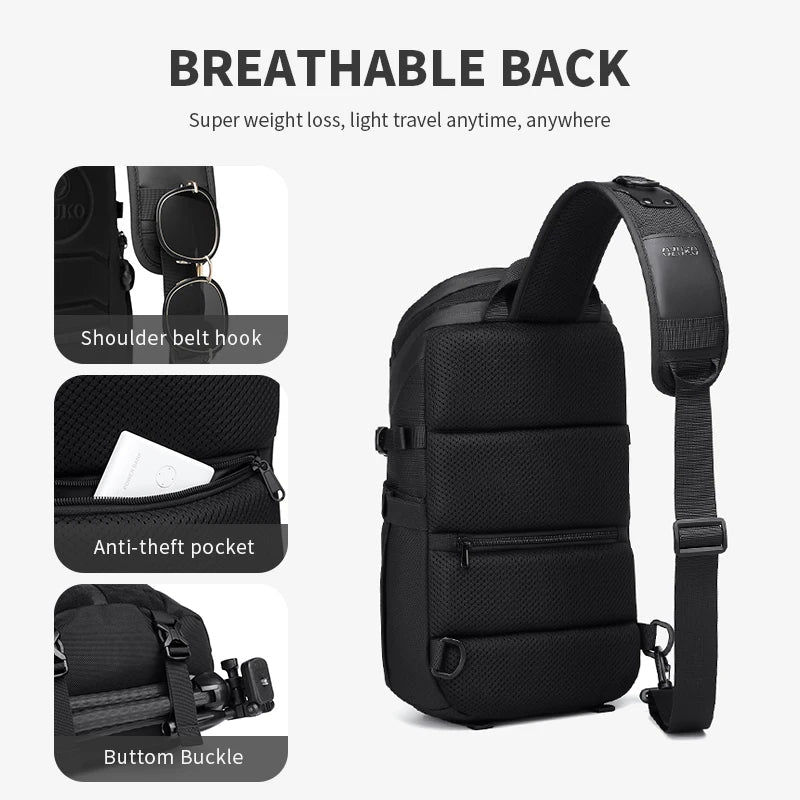 Sleek Men's Sling Bag | Waterproof, Anti-Theft Design for Travel