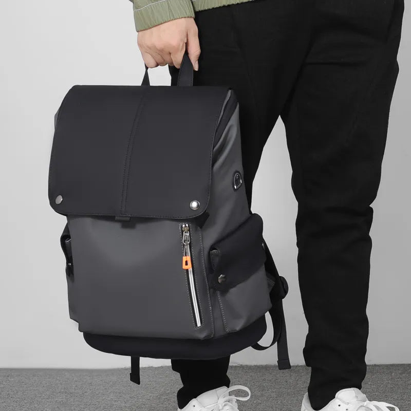 Urban Luxe Men's Backpack | Waterproof Faux Leather, 14 Laptop Compartment