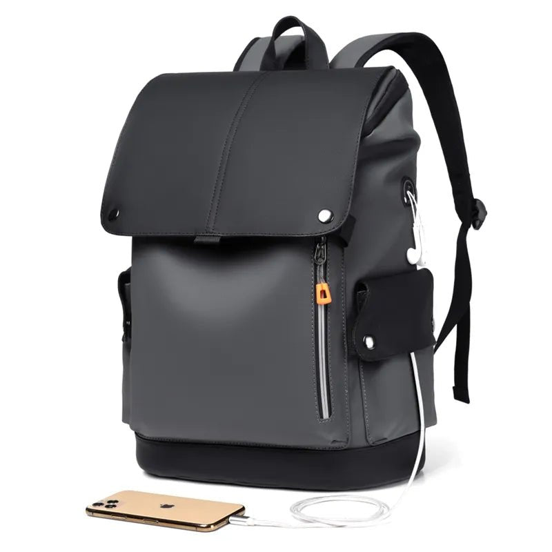 Urban Luxe Men's Backpack | Waterproof Faux Leather, 14 Laptop Compartment