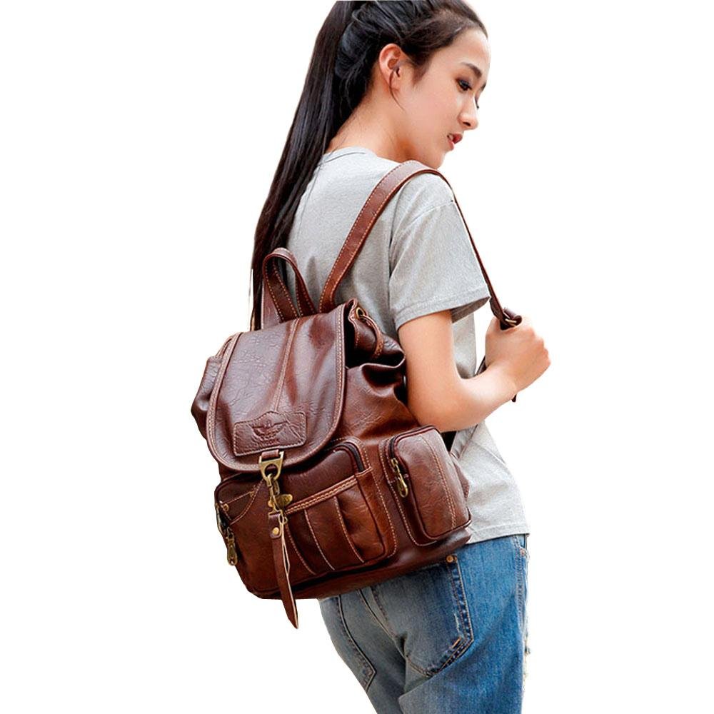 Vela Women's Drawstring Backpack | Luxury Vegan Faux Leather, Lightweight