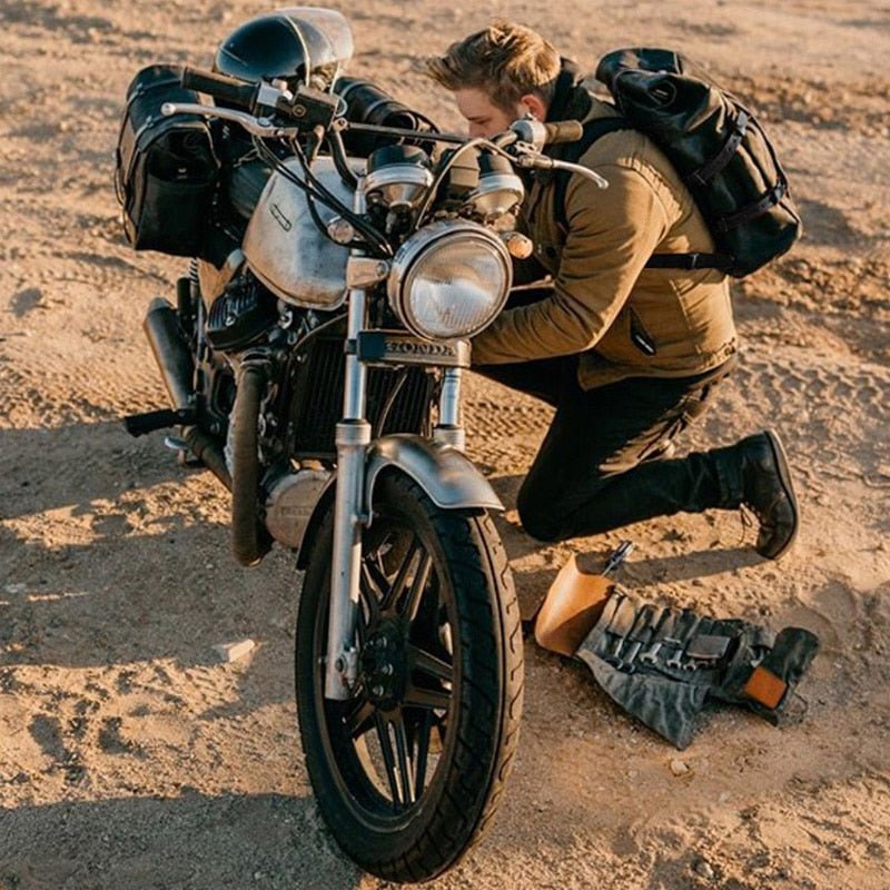 Velo Unisex Travel Backpack | Waxed Canvas, Retro Rolltop Design