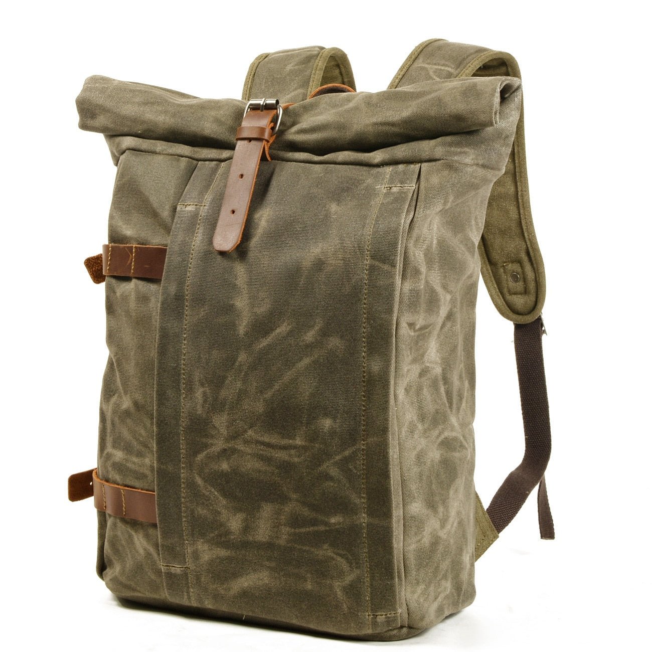 Velo Unisex Travel Backpack | Waxed Canvas, Retro Rolltop Design