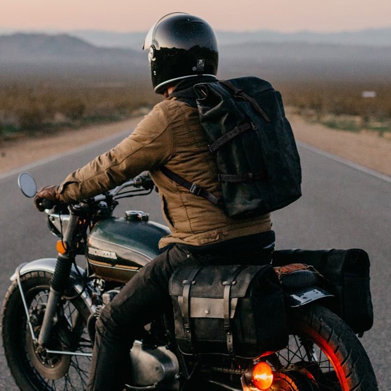 Velo Unisex Travel Backpack | Waxed Canvas, Retro Rolltop Design