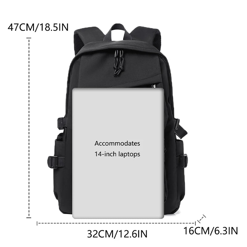 Waterproof 15 School Backpack – Lightweight Durable Polyester, Stylish for Students, Fits Laptop, Multiple Colors Available